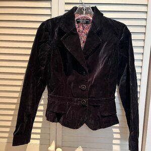 Dana Buchman PETITES Sz 2P Black Velvet Cropped Blazer Jacket